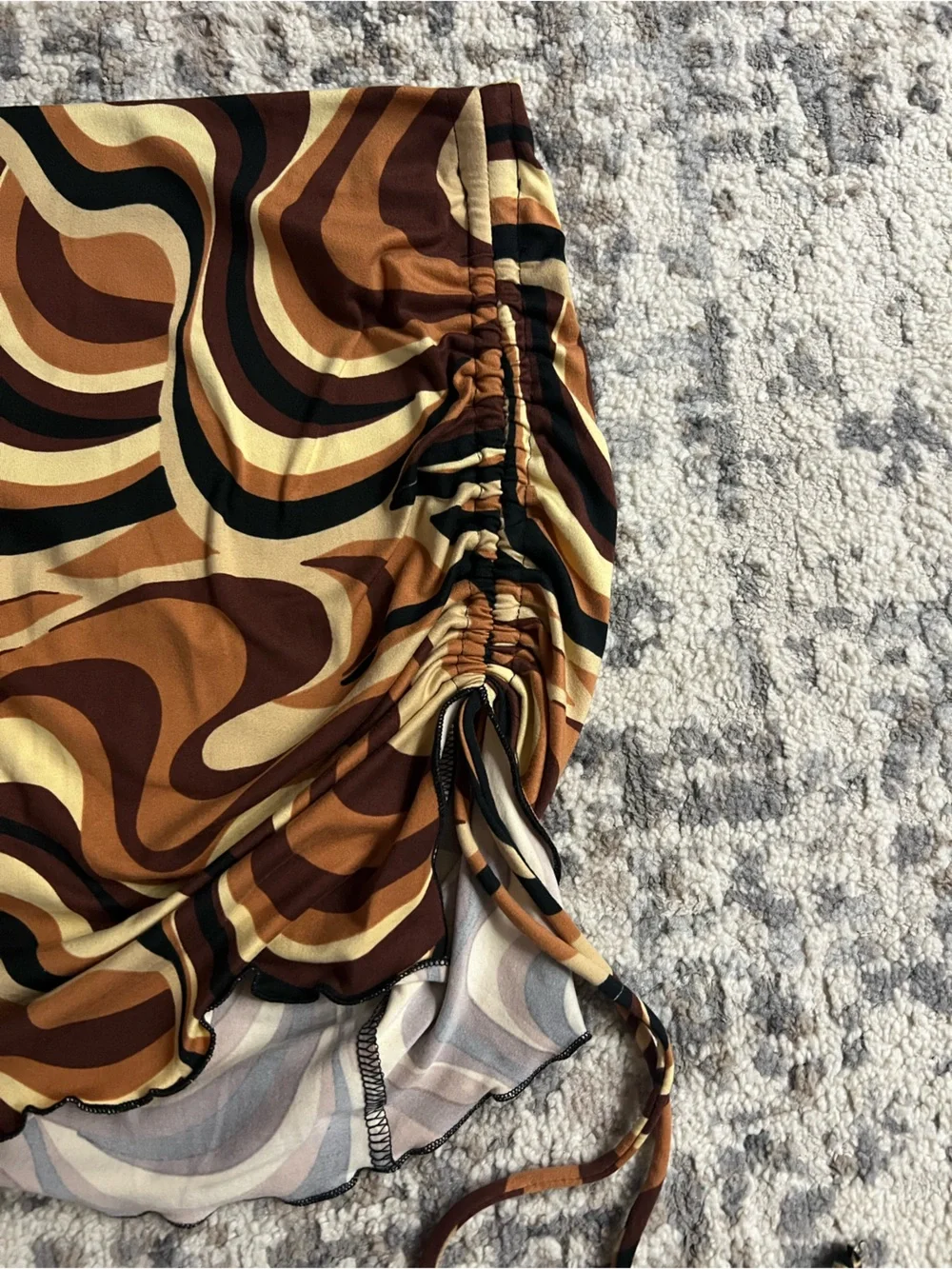 Altar'd State Swirl Print‎ Mini Skirt in Brown, Cream & Black